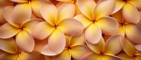 Macro capture of a Plumeria flower. AI Generative photo