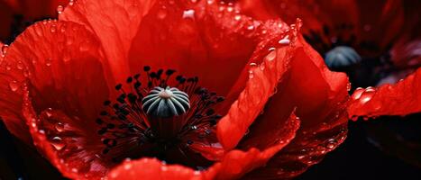 Macro capture of a poppy flower. AI Generative photo
