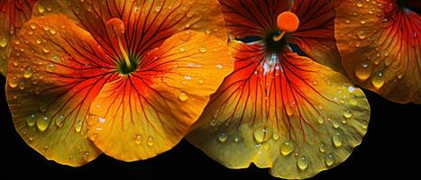 Striking macro capture of a Nasturtium flower. AI Generative photo