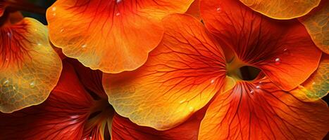 Striking macro capture of a Nasturtium flower. AI Generative photo