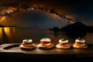 photo wallpaper food, the sky, the sea, the stars, the milky way, the. AI-Generated