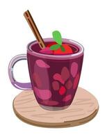 Colada morada. Traditional ecuadorian beverage consisting of fruit and cornmeal. Vector illustration