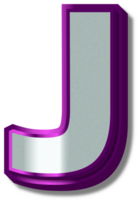 3D Luxury Silver Purple Alphabet Letter J png