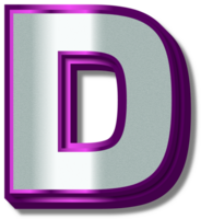 3D Luxury Silver Purple Alphabet Letter D png