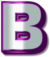 3D Luxury Silver Purple Alphabet Letter B png