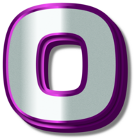 3D Luxury Silver Purple Alphabet Letter O png