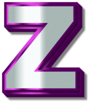 3d luxe argent violet alphabet lettre z png