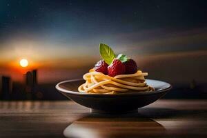 el ciudad de luces, el ciudad de amar, el ciudad de alimento, el ciudad de pasta. generado por ai foto