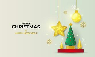 Merry Christmas and Happy New Year. Christmas background with beautiful decorations vector