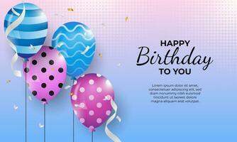 happy birthday background. greeting card and design template with balloon decoration vector