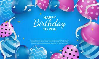 happy birthday background. greeting card and design template with balloon decoration vector