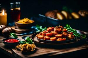 a plate of food with potatoes and other ingredients. AI-Generated photo