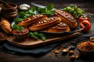 food on a wooden table. AI-Generated photo