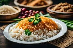 the traditional indian rice dish, pulao, is a rice dish with a variety of. AI-Generated photo
