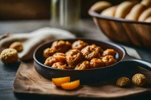 sweet and sour chicken balls in a bowl. AI-Generated photo