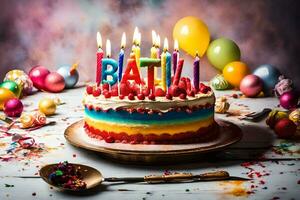 a birthday cake with the word ita lit on it. AI-Generated photo