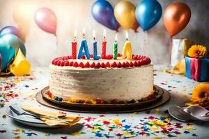 a birthday cake with the word alia on it. AI-Generated photo