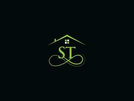 real inmuebles S t lujo logo, minimalista edificio S t logo icono para casa vector