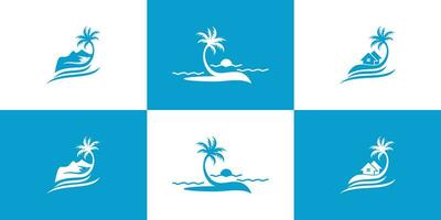 Palm tree logo design creative concept Premium Vector