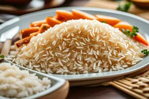 rice with carrots and parsley on a plate. AI-Generated photo