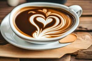 a cup of coffee with a heart design. AI-Generated photo