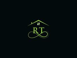 Luxury Building Rt Logo Icon Vector, Minimalist RT Real Estate Logo Design vector