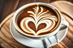a cup of coffee with a heart design. AI-Generated photo