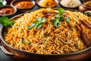 indian biryani - indian rice dish. AI-Generated photo