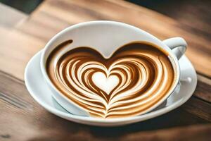 a heart shaped latte in a cup. AI-Generated photo