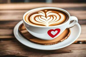 a cup of coffee with a heart on it. AI-Generated photo