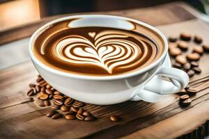 a cup of coffee with a heart design. AI-Generated photo