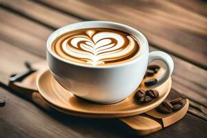 a cup of coffee with a heart design. AI-Generated photo