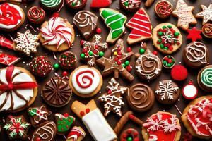 christmas cookies are arranged in a circle. AI-Generated photo