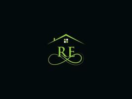 Luxury Building Re Logo Icon Vector, Minimalist RE Real Estate Logo Design vector