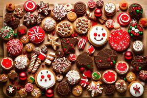 christmas cookies on a wooden table. AI-Generated photo