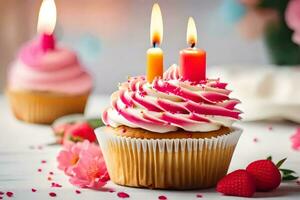 cumpleaños pastel con velas generado por ai foto