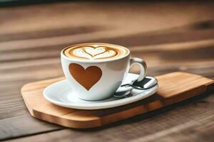 a cup of coffee with a heart on it. AI-Generated photo