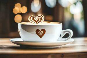 un corazón conformado latté en un taza. generado por ai foto