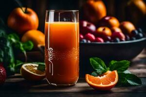 a glass of orange juice with fresh fruit. AI-Generated photo