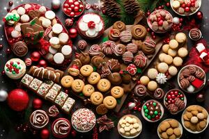 christmas cookies and cookies on a table. AI-Generated photo