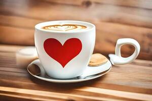 a cup of coffee with a heart. AI-Generated photo