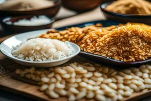 a variety of rice, beans and other grains. AI-Generated photo