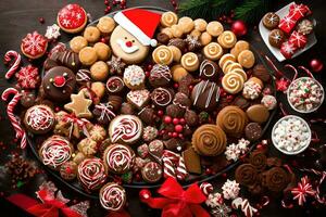 christmas cookies and sweets on a table. AI-Generated photo
