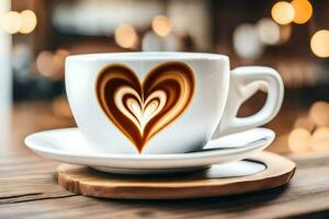 a cup of coffee with a heart drawn on it. AI-Generated photo