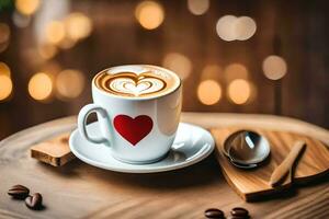 a cup of coffee with a heart in it. AI-Generated photo