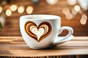 a cup of coffee with a heart design. AI-Generated photo