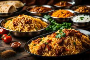 indian food dishes in bowls. AI-Generated photo