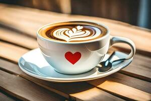 a cup of coffee with a heart. AI-Generated photo