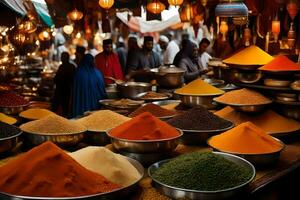 spices and spices in the souk of marrakesh. AI-Generated photo