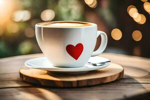 a cup of coffee with a heart on it. AI-Generated photo